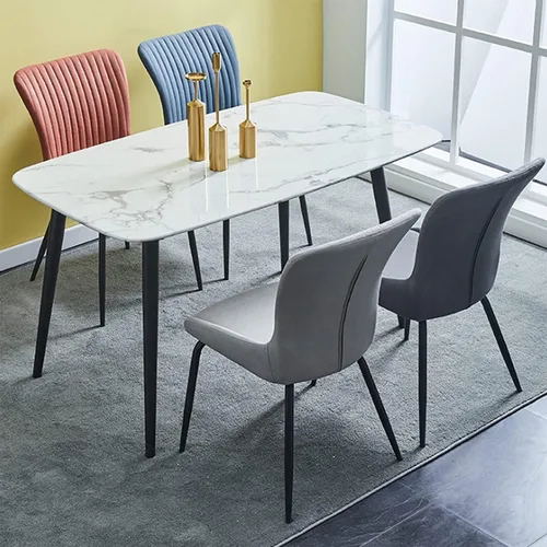 Vista 2 de LIOONS Kitchen Chairs Dining Chairs Armless Leather Fabric Modern Style Furniture Kitchen Chairs with Soft Cushion and Metal Legs for Dining Room