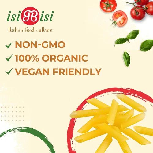 Vista 4 de isiBisi Pasta Penne Rigate sin gluten, 2 libras, fideos artesanales de maíz y arroz - Vegana, sin OMG, fabricada en Italia