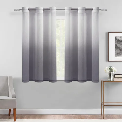 Vista 61 de DWCN Cortinas Transparentes Ombré - Cortinas de Lino Sintético con Gradiente Semi Voile con Ojales en la Parte Superior para Dormitorio y Sala