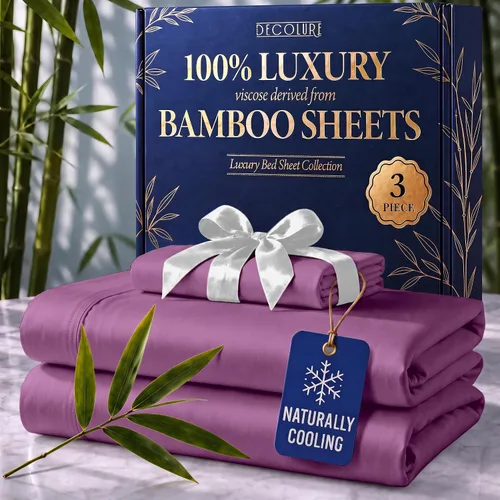 Vista 40 de DECOLURE Sábanas 100% Viscosa Derivada de Bambú Tamaño Individual - Sábanas de Lujo de 3 Piezas Naturalmente Refrescantes, Juego de Cama Ultra Suave