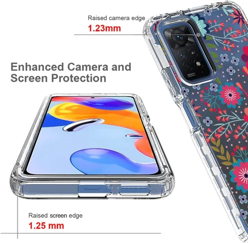 Vista 2 de Funda para Redmi Note 11 Pro/Redmi Note 11E Pro con protector de pantalla de vidrio templado, cubierta protectora de TPU transparente de cuerpo
