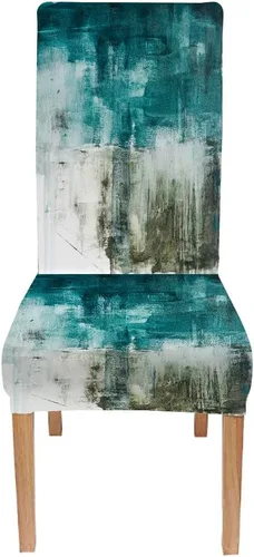 Vista 70 de TOMWISH Juego de 2 fundas para sillas de comedor, color turquesa y gris, fundas elásticas para sillas Parsons, de elastano, lavables, protectores