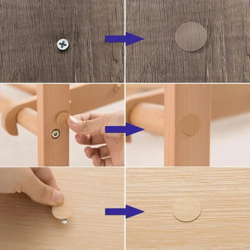 Vista 2 de Mini Skater 108 calcomanías de madera autoadhesivas para muebles de gabinete, agujeros para tornillos, suministros de decoración, 0.78 pulgadas