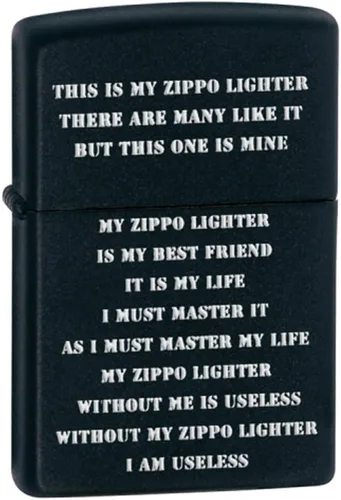 Vista 3 de Zippo 24710 Classic Black Matte ZPP Creed - Encendedor de bolsillo resistente al viento con bolsa de clip de cuero negro Zippo