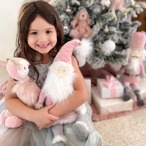 Vista 8 de MON AMI Freija The Pink Reindeer Plush – Juguete de reno rosa suave de 17 pulgadas con piel sintética y cuernos dorados Peluche navideño