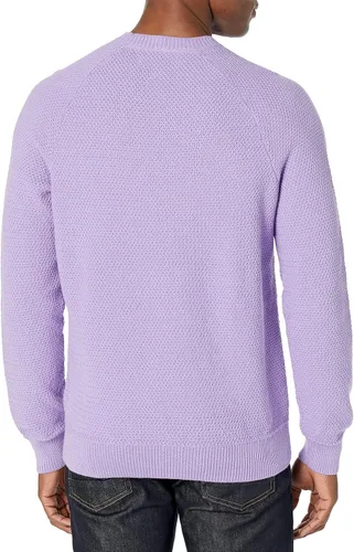 Vista 2 de Tienda Essentials Suéter de cuello redondo de algodón texturizado de gran tamaño para hombre