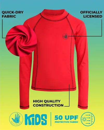 Vista 2 de Body Glove Camiseta de natación de manga larga con protección solar y arena para niños, paquete de 2 unidades UPF 50+ (2T-14)