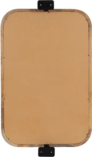 Vista 7 de Kate and Laurel Hogan - Espejo pivote rectangular redondeado de madera, 20 x 33, madera marrón natural, espejo giratorio rectangular redondo