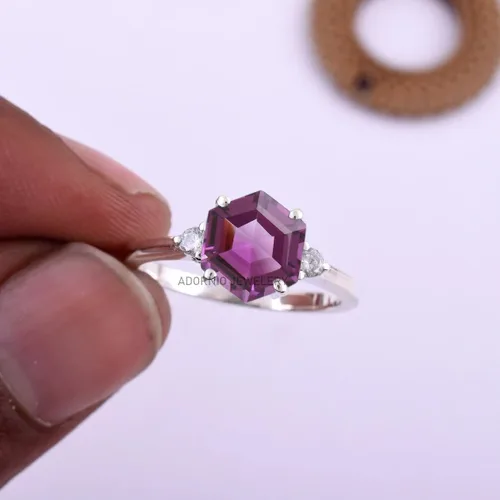 Vista 2 de Anillo de plata de ley 925 para mujer, anillo de diamantes de imitación de aguamarina de plata esterlina, anillo Art Deco de marzo, piedra natal