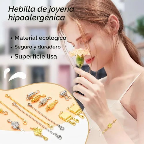 Vista 5 de 16 cierres magnéticos de joyería y collar con cierre de capas, extensores de collar de oro y plata, múltiples tamaños y estilos, extensores de 16