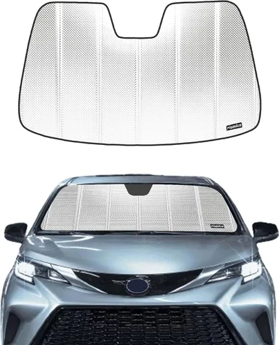 Vista 7 de Pigenius Parasol para parabrisas Toyota Sienna 2015-2020, acabado plateado metálico