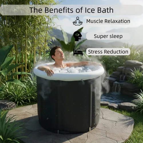 Vista 3 de Bañera de hielo de 105 galones con tapa, bañera de inmersión fría plegable portátil para recuperación muscular, gran capacidad