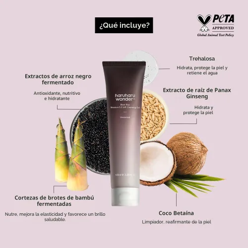 Vista 5 de HARUHARU wonder Black Rice Moisture 5.5 Gel Limpiador Suave, Limpiador Diario Suave, pH Bajo 5.5, Equilibrio de Humedad, Sin Jabón, Para Piel
