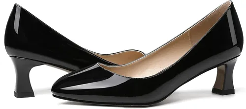 Vista 6 de SKYSTERRY Zapatos de vestir de tacón bajo para mujer, con puntera redonda, de patente, para oficina, trabajo, 2 pulgadas