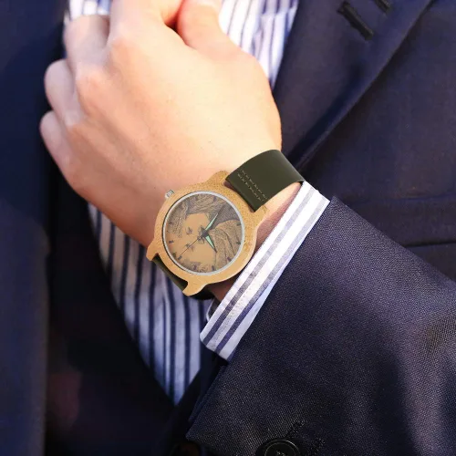 Vista 9 de Reloj de madera con foto o mensaje grabado de doble cara para regalo.
