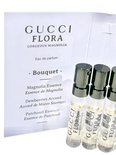 Vista 4 de Gucci Flora Gorgeous Magnolia Muestra Perfume Mujer EDP Spray 0.1 fl oz / 0.05 oz - Juego de 3