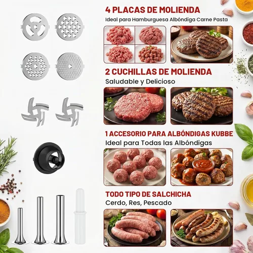 Vista 9 de COFUN Picadora de carne de acero inoxidable para mezclador KitchenAid Metal