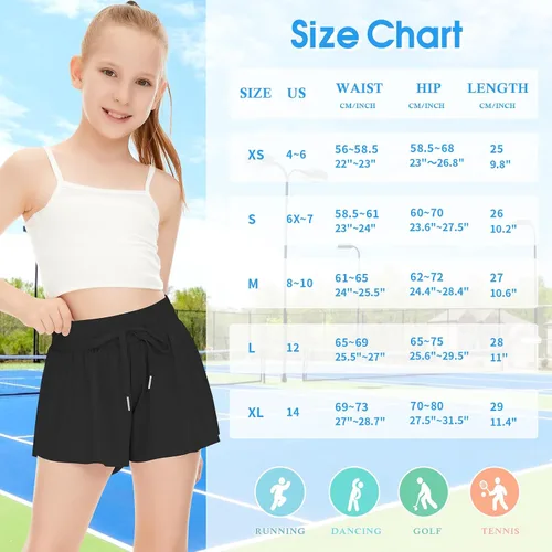 Vista 6 de Paquete de 2 pantalones cortos de mariposa para niños y niñas, pantalones cortos holgados con bolsillo 2 en 1, pantalones cortos deportivos