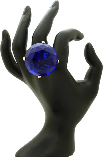 Vista 2 de Anillo elástico de piedra colorida de cristal extra grande para mujer