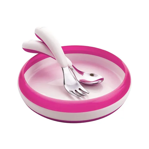 Vista 4 de OXO Tot - Juego de tenedor y cuchara, 2 unidades, color rosa