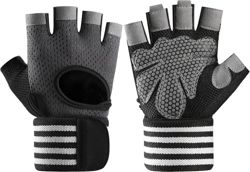 Vista 8 de SUJAYU Guantes de entrenamiento para hombres, guantes de entrenamiento para mujer, guantes de levantamiento de pesas transpirables, guantes