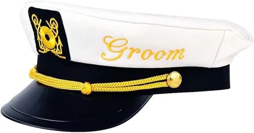 Vista 8 de Sombrero de capitán de despedida de soltero - Sombrero de soltero náutico para novio Accesorio divertido Boats n' Hoes Bridal Shower