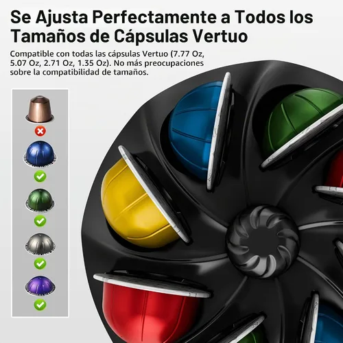 Vista 5 de EVERIE Organizador giratorio de cápsulas de café para carrusel compatible con 40 cápsulas Nespresso Vertuoline (negro)