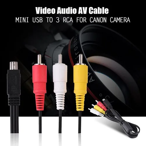 Vista 6 de Cable mini USB a 3 RCA de repuesto para AVC-DC400ST EOS 7D, 60D, 60Da, 70D, 100D, 550D, 600D, 650D, 700D y EOS Rebel SL1, T2i, T3i, T4i, cámara