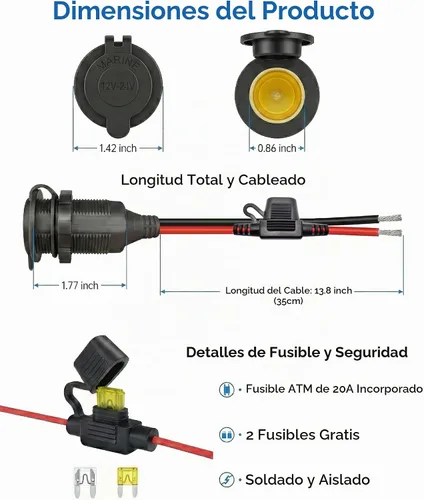 Vista 4 de Paquete de 2 tomas de extensión impermeables para encendedor de cigarrillos