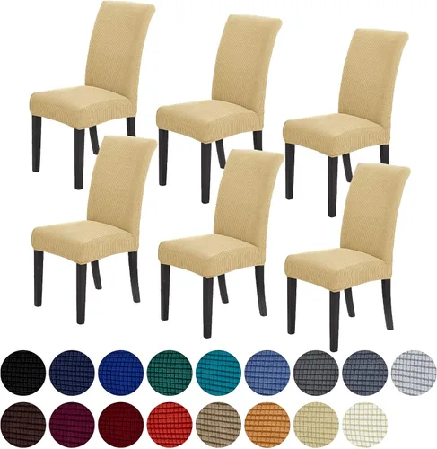 Vista 15 de Juego de 2 fundas para sillas de comedor, fundas elásticas para sillas de comedor, fundas para sillas de cocina de jacquard texturizadas, decoración