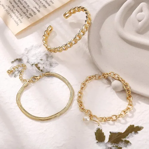 Vista 6 de Conjuntos de collar y pulsera dorados 17 MILE para niñas y mujeres, exquisita joyería y gargantillas de eslabones y broches