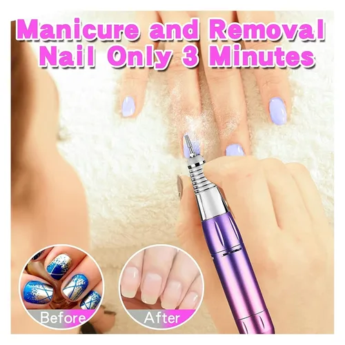 Vista 6 de Lima de uñas eléctrica, 35000 rpm, máquina de manicura, recargable, potente lima de uñas eléctrica, motor profesional para esmalte de gel arcílico