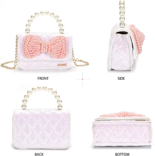 Vista 3 de Regalos para niñas pequeñas, lindo bolso para niños y bebés, con lazo brillante, bolsos pequeños cruzados, bolsas de hombro, juguetes y regalos