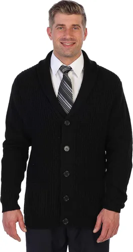 Vista 3 de Gioberti Cárdigan de manga larga para hombre, con cuello de chal de punto y ajuste regular