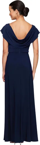 Vista 2 de Alex Evenings Vestido largo de talla grande con cuello vuelto acampanado para mujer