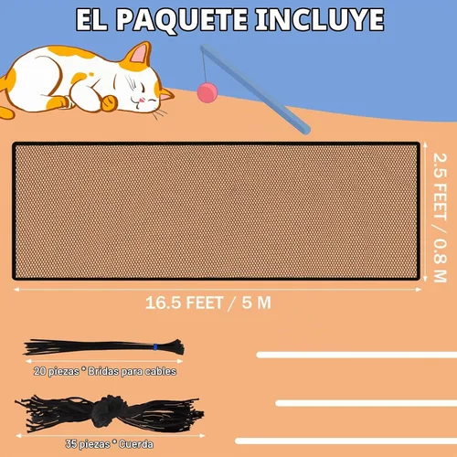 Vista 2 de Shappy - Pantalla de balcón para mascotas y gatos, 16.5 pies x 2.5 pies, 56 Negro