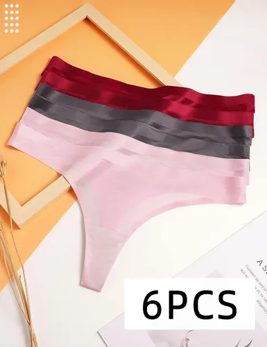 Vista 7 de Seamless Thongs for Women Pack Thong Underwear Women Silk No Show Thongs for Women Satin Thong Panties for Women
