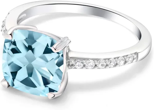 Vista 27 de Gem Stone King Anillo de compromiso de plata de ley 925 con piedra preciosa de corte cojín de 0.315 in Anillo de compromiso de aniversario de boda