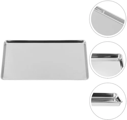 Vista 3 de Kichvoe Bandeja de vapor de fideos de arroz de acero inoxidable, bandeja rectangular para horno, plato multiusos para uso en el hogar, cocina