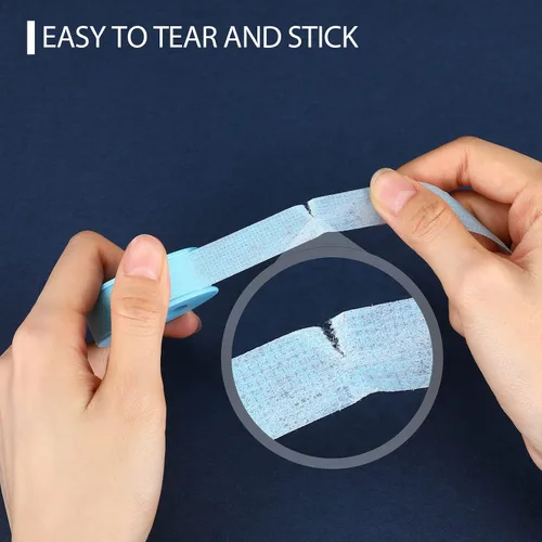 Vista 5 de Nuanchu 12 rollos de cinta de pestañas azul a granel, cinta adhesiva reutilizable de silicona para extensiones de pestañas para pieles sensibles
