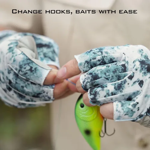 Vista 6 de KastKing La Sal Guantes de pesca UPF50+ Guantes de sol Guantes de protección UV Guantes sin dedos para hombres y mujeres para exteriores, kayak