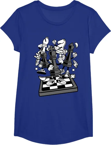 Vista 27 de Figura cómica Camiseta de tablero de ajedrez jugador de ajedrez Azul Marino