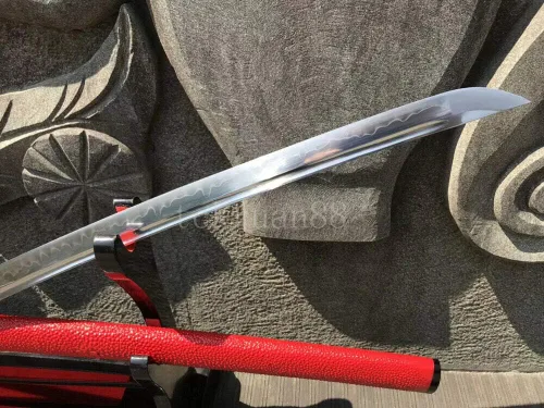 Vista 7 de YL Espada a mano forjada T10 arcilla de acero templada espiga completa japonesa Katana Espada Latón Tsuba