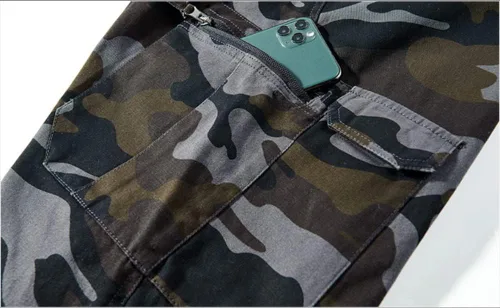 Vista 6 de EAEAO Pantalones cortos cargo de camuflaje para hombre de ajuste relajado con múltiples bolsillos de algodón