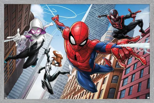 Vista 12 de Trends International Marvel Comics - Póster de pared de Spider-Man - Web Heroes, 14.725 x 22.375 pulgadas, versión enmarcada de madera de granero