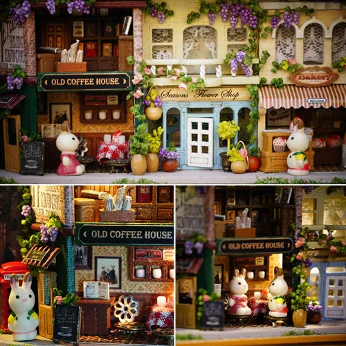 Vista 4 de Spilay - Kit de muebles de madera para casa de muñecas en miniatura, hecho a mano, modelo de mini caja de hierro tipo teatro, escala 1:24, juguetes