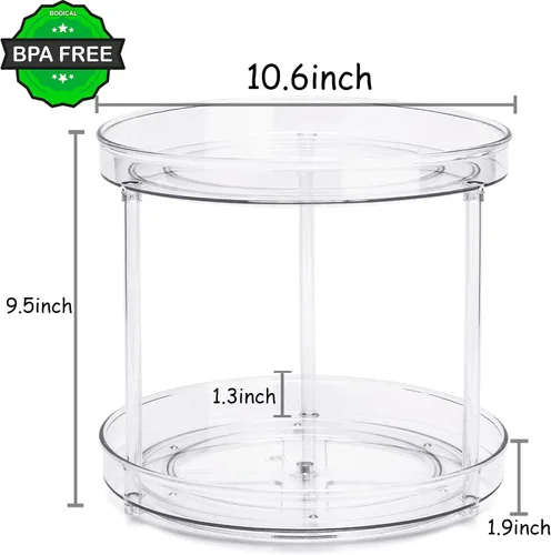 Vista 7 de Lazy Susan - Organizador de baño giratorio de 360 grados, 2 niveles de 10.6 pulgadas, organizadores de maquillaje para tocador, organizadores