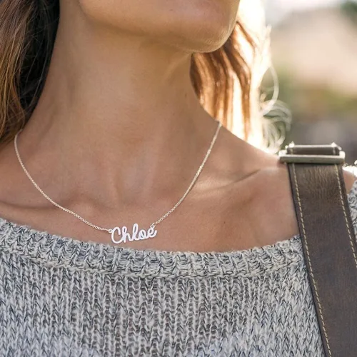 Vista 3 de Dreamdecor - Collar con dije, nombre personalizado, plata de ley, regalo de joyería para mujer