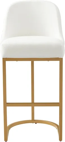 Vista 123 de Leick Home 214536 Barrelback Silla de comedor con base de metal, juego de 2, para comedor, asiento moderno de lino negro y base de metal dorado