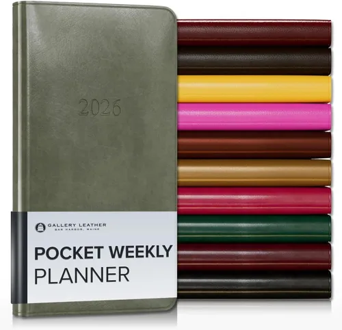 Vista 152 de Gallery Leather Planificador Semanal y Mensual Grande 2025-2026, Calendario Planificador y Cuaderno Elegantemente Encuadernado con Elegantes Bordes